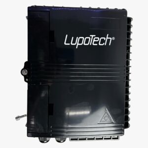Caja de terminación FTTH de pared/poste 16 Puertos IP65 + Splitter 1*16 SC/APC + 16 Adaptadores SC/APC, Negra LT-HGT-16DG