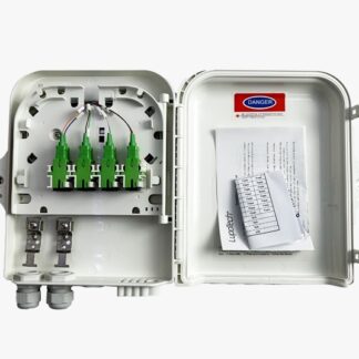 Caja de terminación de FTTH 8 FO IP65 cargada con Splitter 1*8 SC/APC + 8 Adaptadores SC/APC, Blanca   LT-HGT-8E-B