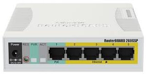 Switche Inteligente 5 puertos PoE (Pasivo) Giga Eth y 1 SFP, SwOS  CSS106-1G-4P-1S
