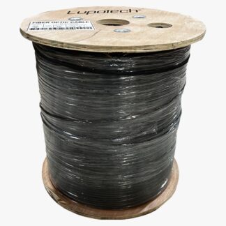 Cable Drop 2 FO FTTH externo, FRP carrete1Km Negro 2x5mm, G657A2, mensajero de acero 1.0mm LSZH   LT-GJVX(F)CH A2 2FO