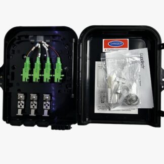 Caja de terminación de FTTH 8 FO IP65 cargada con Splitter 1*8 SC/APC + 8 Adaptadores SC/APC, Negra    LT-HGT-8E-N